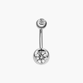 Clear CZ Belly Button Ring – Titanium Curved Barbell Navel Piercing