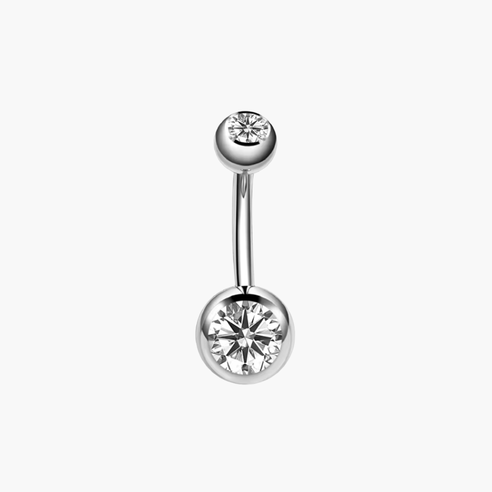 Clear CZ Belly Button Ring – Titanium Curved Barbell Navel Piercing
