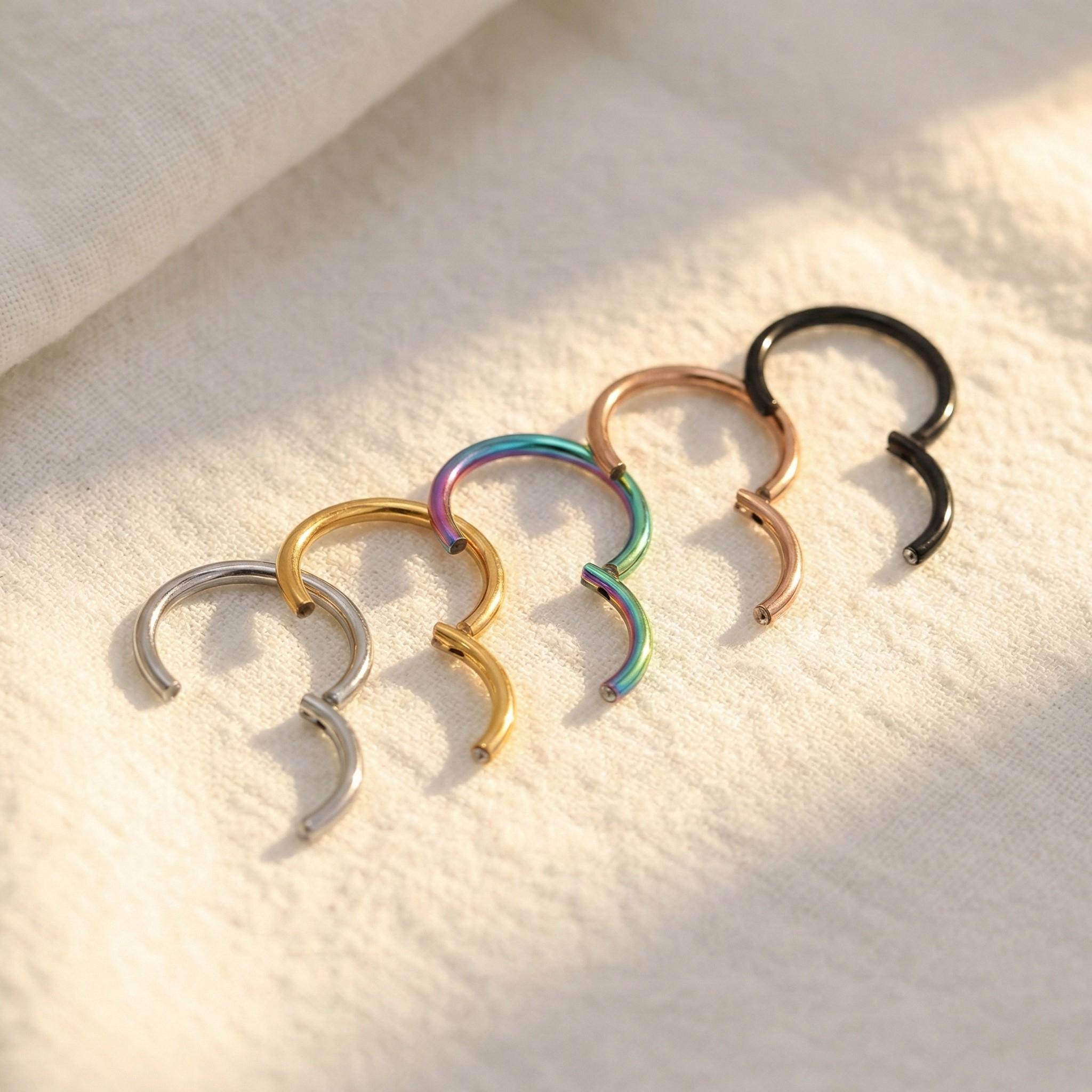 20G 18G 16G Surgical Steel Hinged Hoop – Nose Ring, Septum, Tragus, Cartilage & Daith Piercing Jewelry, Gift for Her