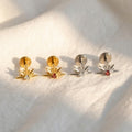 16G Titanium CZ Starburst Stud • Sunrise Flat Back Earring for Helix, Tragus, Cartilage & Monroe Piercings