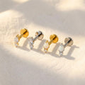 16G Titanium Teardrop Opal Stud, Tiny CZ Accent, Flat Back Labret, Forward Helix Tragus Cartilage Earring, Hypoallergenic