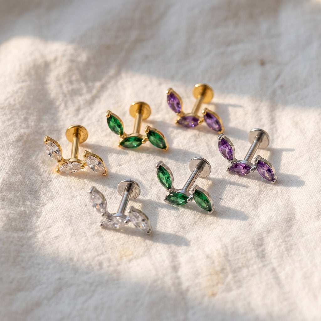 Triple Marquise Cluster Stud – Titanium CZ Helix Climber