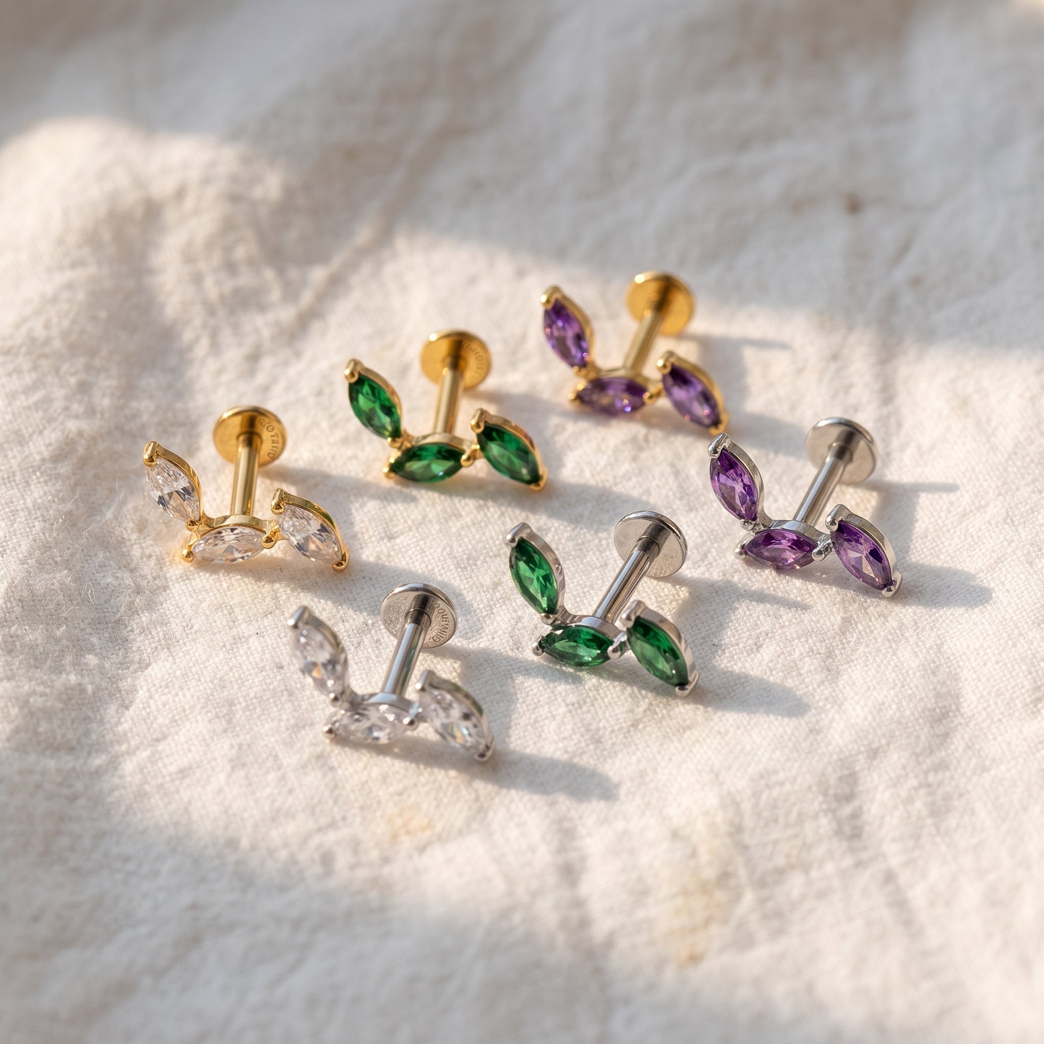 Triple Marquise Cluster Stud – Titanium CZ Helix Climber