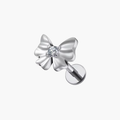 Bow Tie Labret Stud – Titanium CZ Ribbon Cartilage Earring