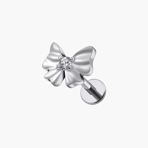 Titanium CZ (cubic zirconia) flat-back labret stud for helix, tragus and conch piercings