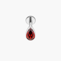 Garnet Teardrop CZ Labret – Titanium Red Drop Helix & Tragus Stud