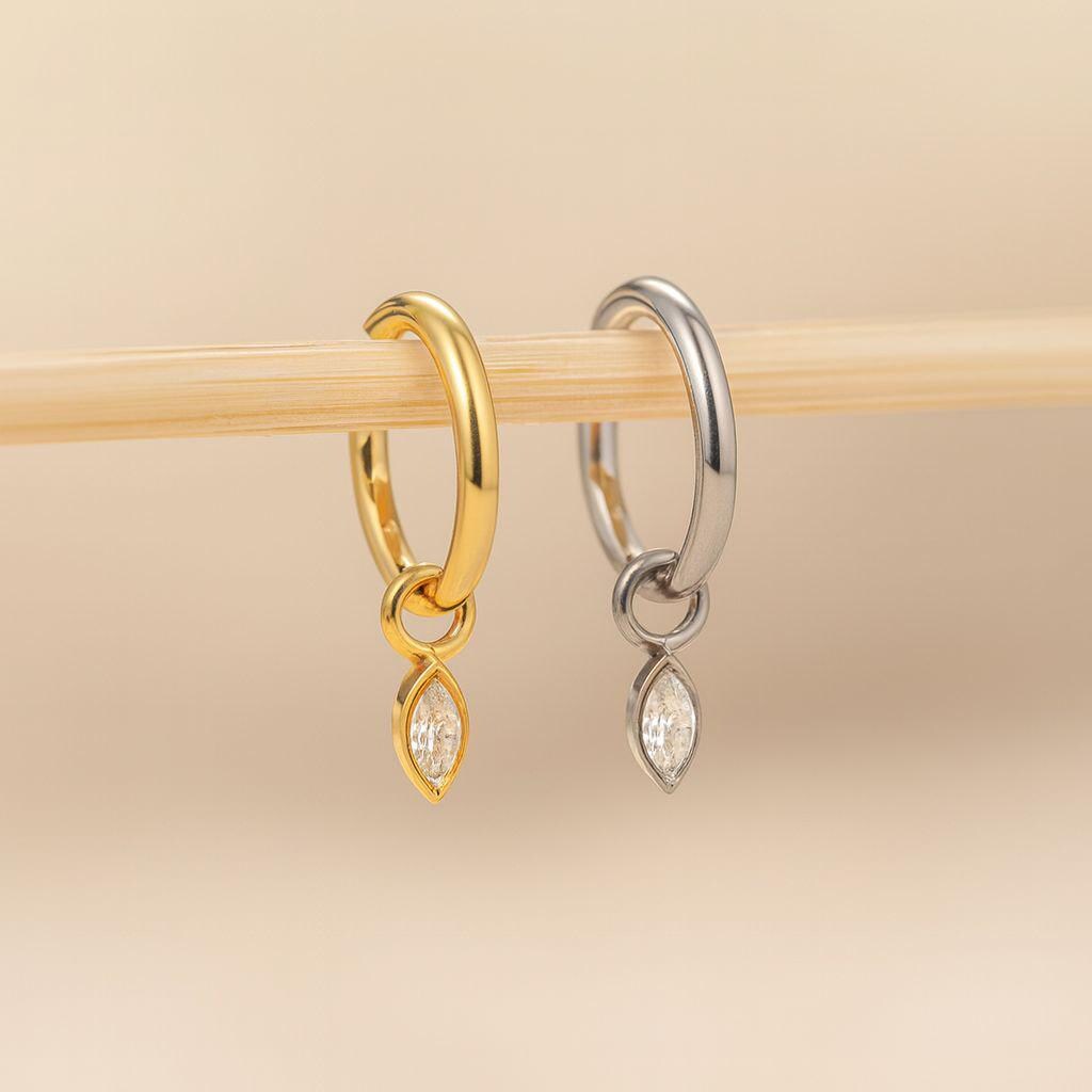 18G/16G Titanium Dangle Huggie Hoop, Cartilage/Conch/Helix Hoop Earring, Rook piercing • conch piercing