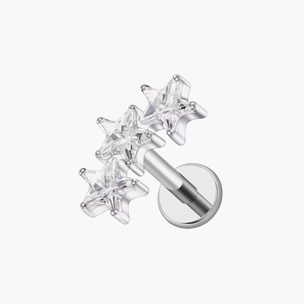 Triple Star Celestial Cluster Stud – Titanium Helix & Tragus Earring