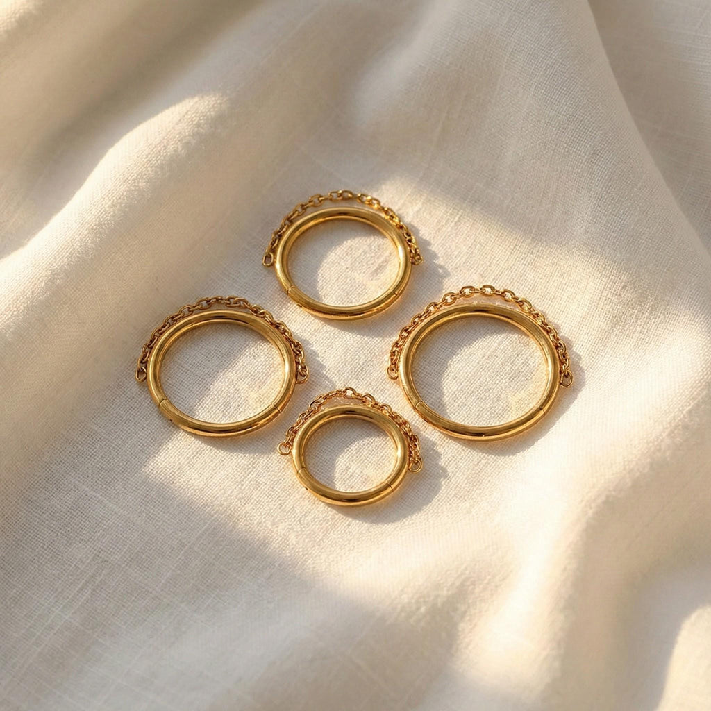 16G Titanium Chain Septum Clicker, Dangle Nose Ring, Hinged Segment Hoop, Edgy Helix Cartilage Earring, Industrial Chain Jewelry