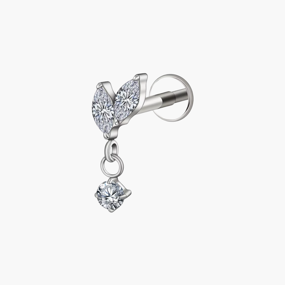 Marquise Dangle Flat Back Stud – Titanium Helix & Cartilage Earring