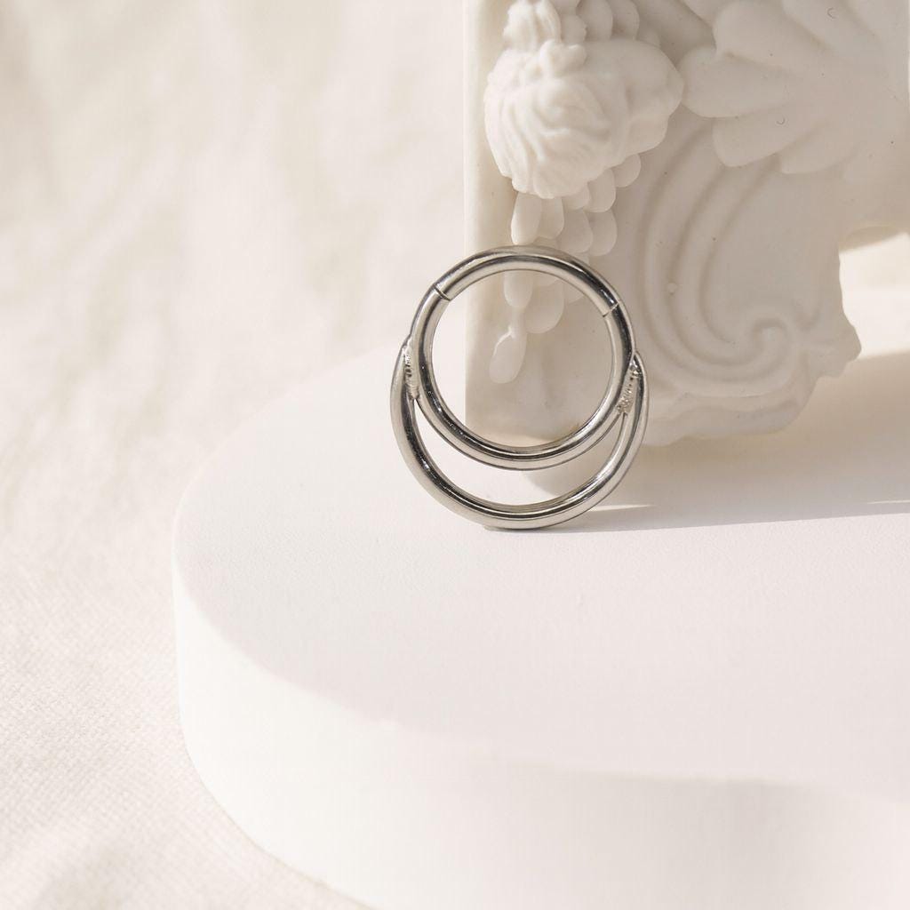 16G Titanium Double Hinged Hoop • Seamless Segment Nose Ring • Septum Clicker • Helix & Cartilage Piercing Earring