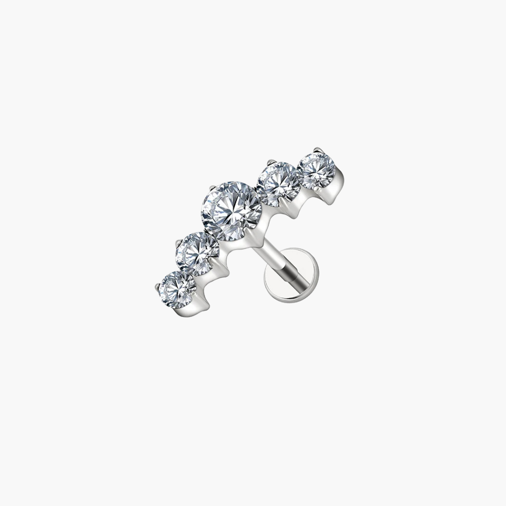 CZ Cluster Curved Climber Stud – Titanium Helix & Tragus Labret