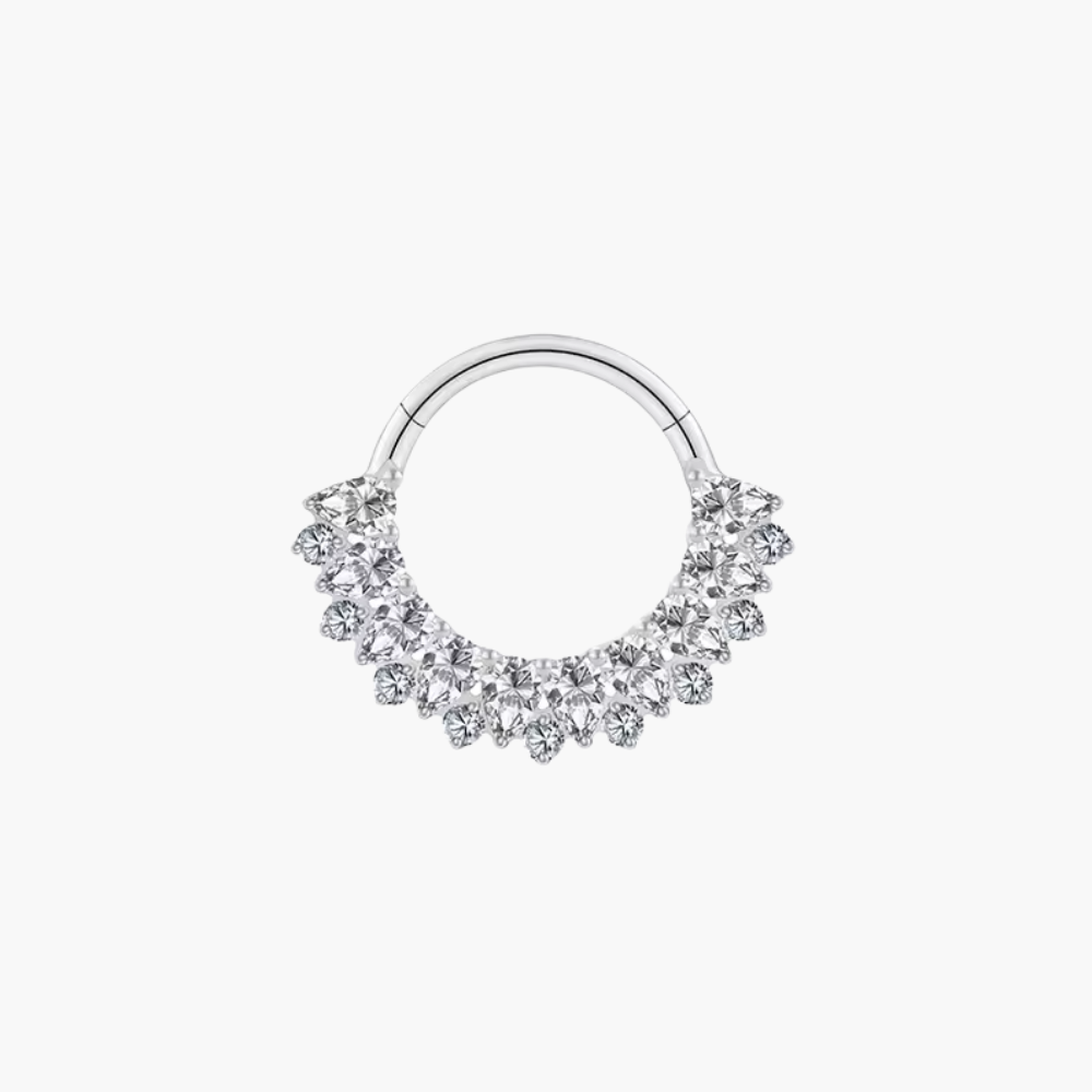 Teardrop Septum Clicker – Titanium Pear CZ Daith Hoop