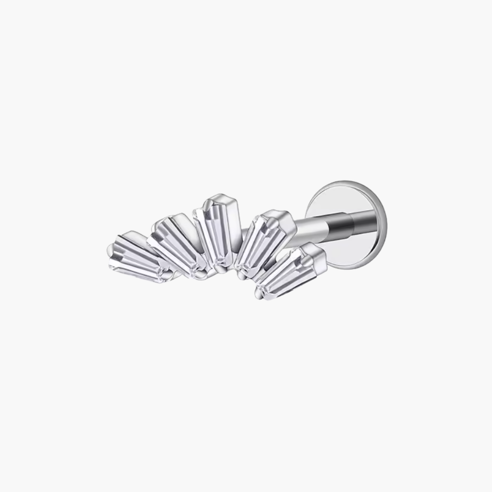 Baguette CZ Trapezoid Cluster Stud – Titanium Helix & Tragus Labret