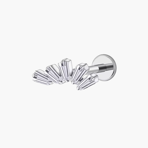 Titanium CZ (cubic zirconia) flat-back labret stud for helix, tragus and conch piercings
