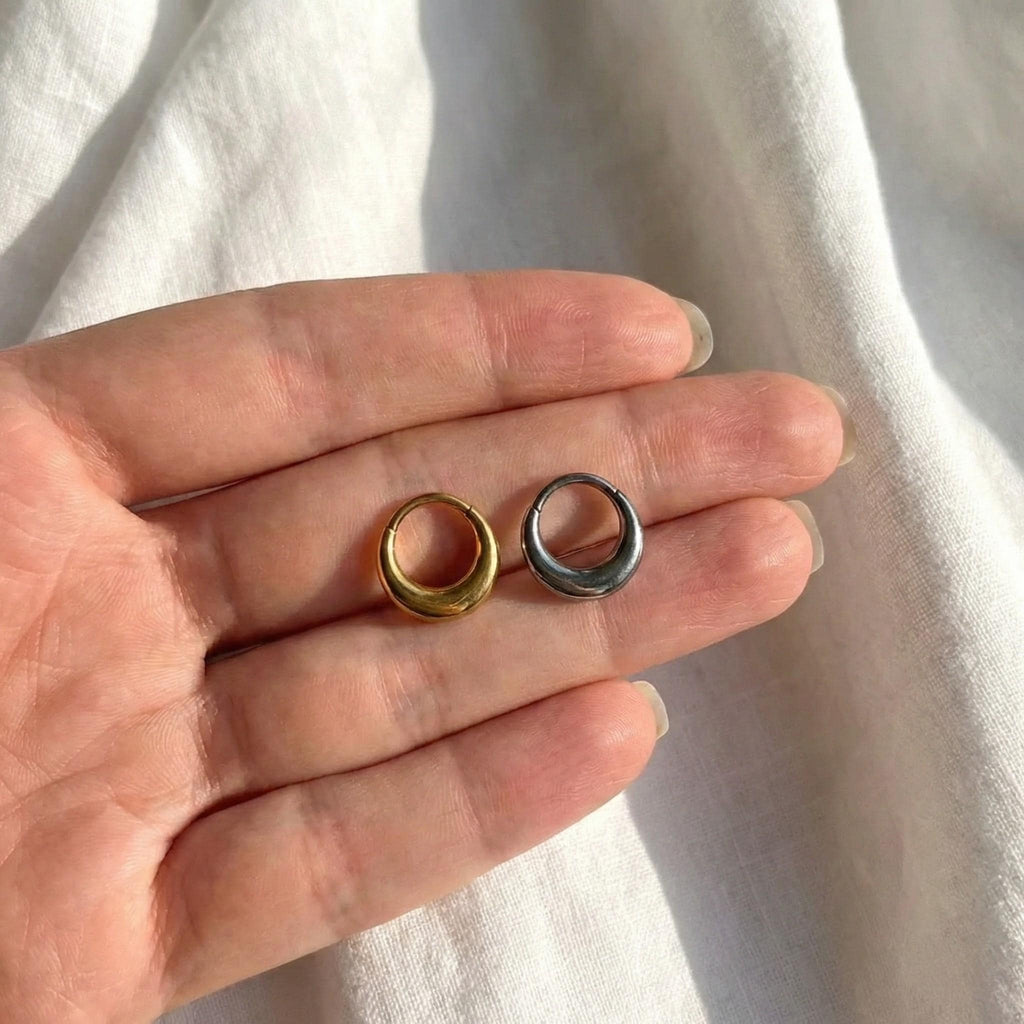 16G Titanium Gold/Silver Chunky Septum Ring/Hinged Septum Clicker/Thick Septum Jewelry/Moon Septum Piercing/Daith Hoop/Minimalist Jewelry