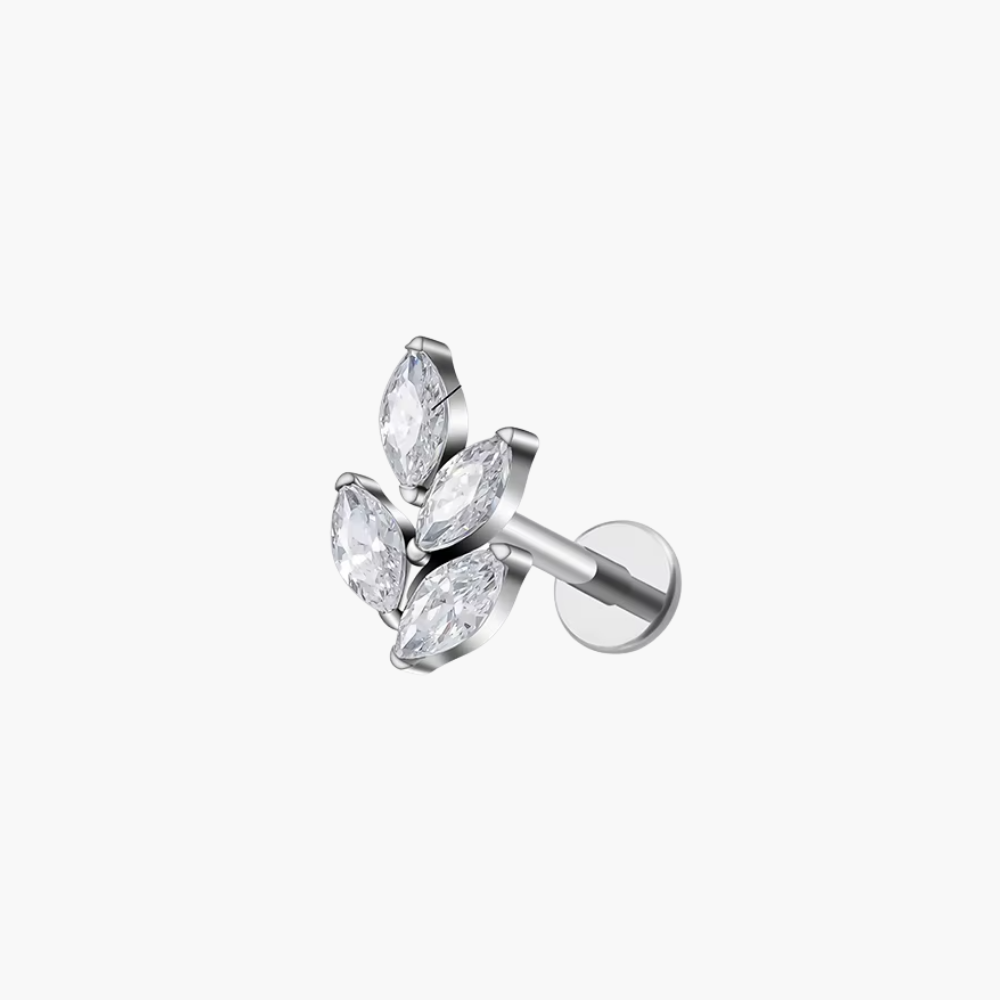 Marquise CZ Leaf Cluster Stud – Titanium Helix & Conch Flat Back