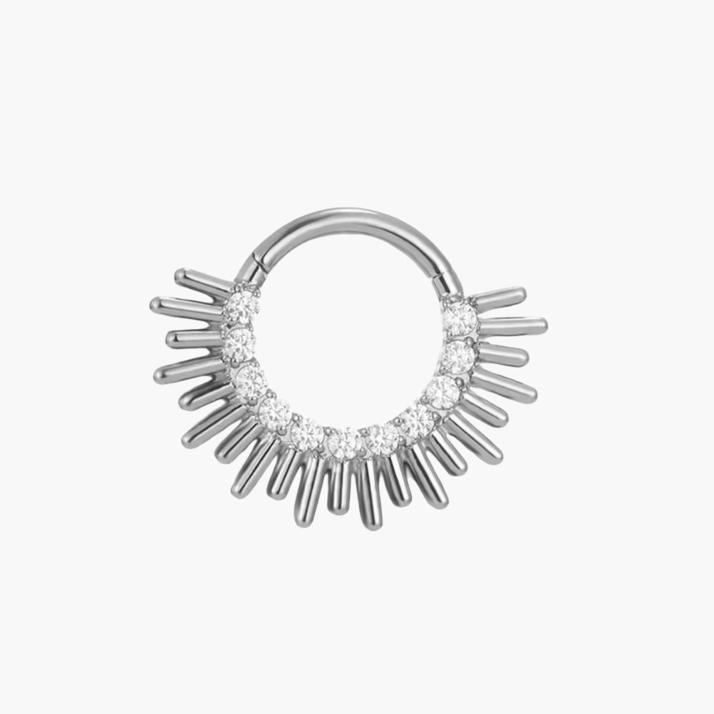 Sunburst Septum Clicker – Titanium CZ Daith Hoop