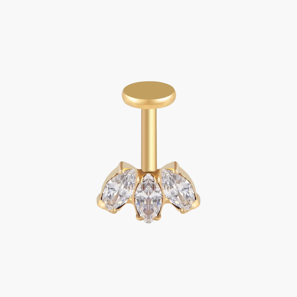 Marquise CZ Labret Stud 16G – Titanium Vertical Helix & Conch Earring