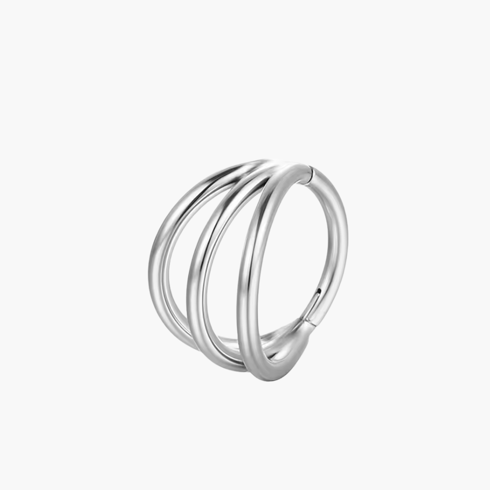 Triple Ring Hinged Hoop – Titanium Cartilage, Helix & Daith
