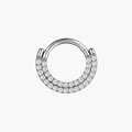 16G Titanium Sector CZ Septum Clicker, Front Facing Daith Hoop, Hinged Segment Ring, Cartilage Earring, ASTM F136 Implant Grade