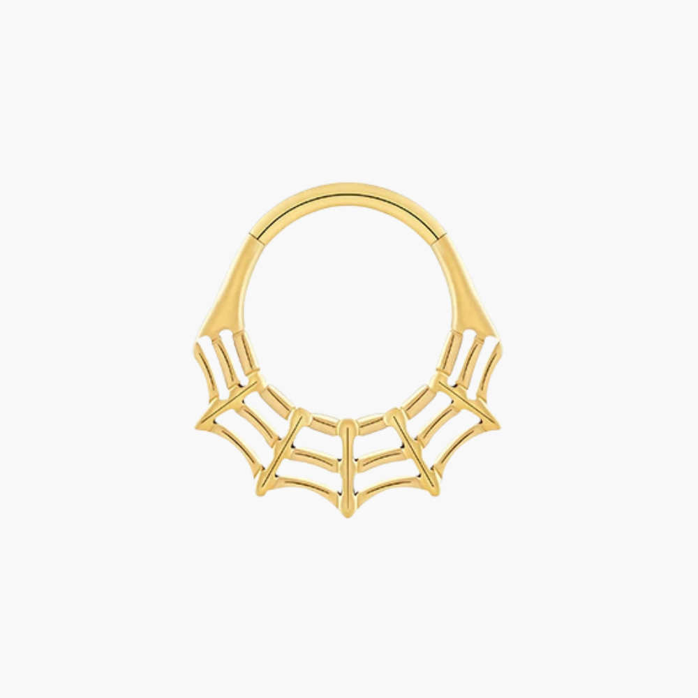 Spiderweb Septum Clicker 16G – Titanium Gothic Daith Hoop