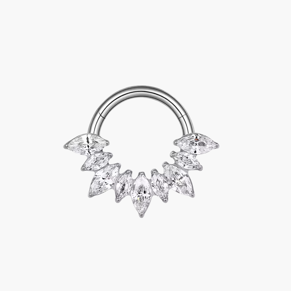 Marquise CZ Statement Septum Clicker – Titanium Daith & Rook Hoop