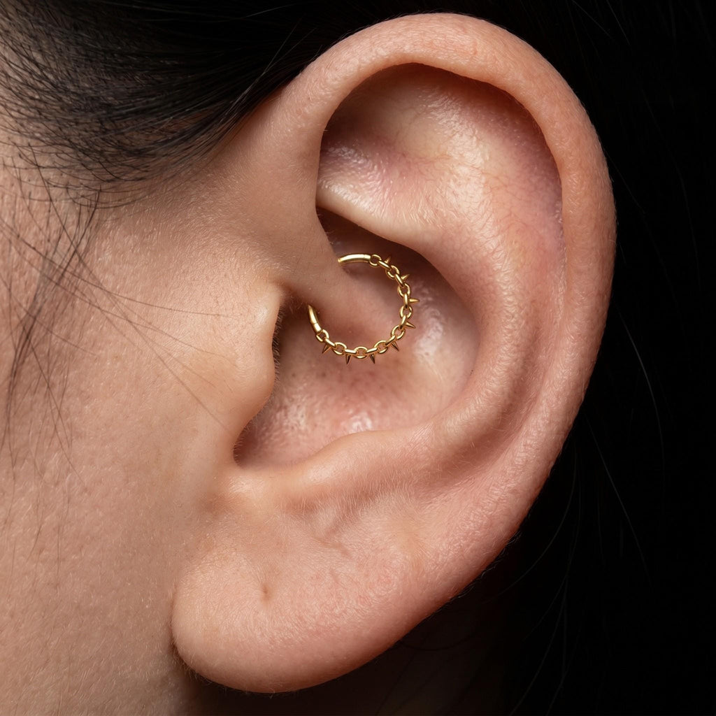 16G Titanium Chain Spike Hoop • Clicker Septum Ring for Helix, Conch, Cartilage & Daith Piercings – Edgy Body Jewelry