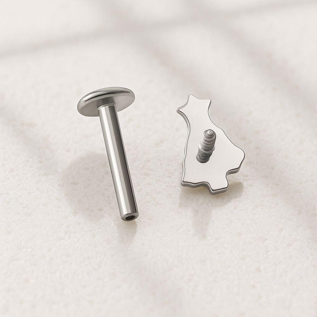 16G Titanium Christmas Tree Labret • Internally Threaded Flat Back Stud • Helix, Tragus & Cartilage Piercing Holiday Jewelry