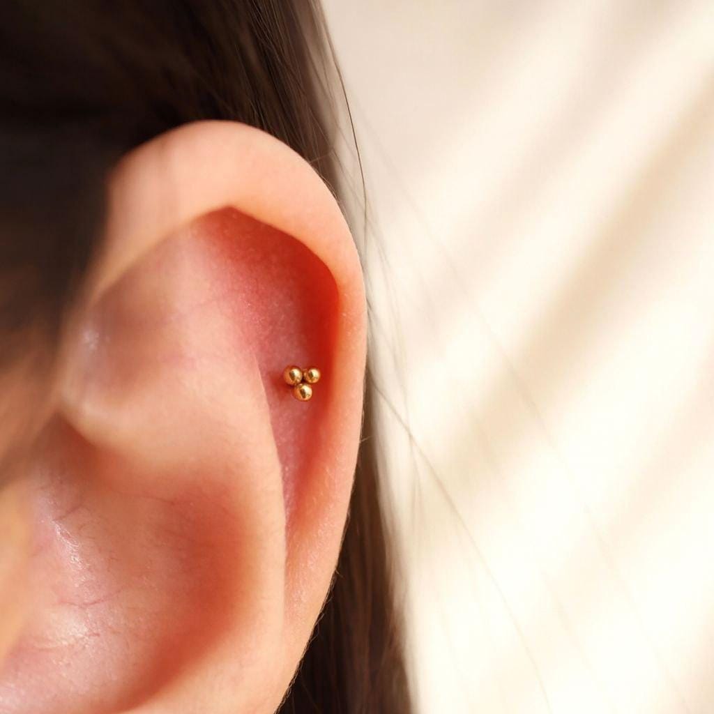 16G/18G/20G Titanium Triangle Bead Threadless Push Pin Labret, Bead Flat Back Earring, Cartilage Tragus Helix Conch Earring, Small Nose Stud