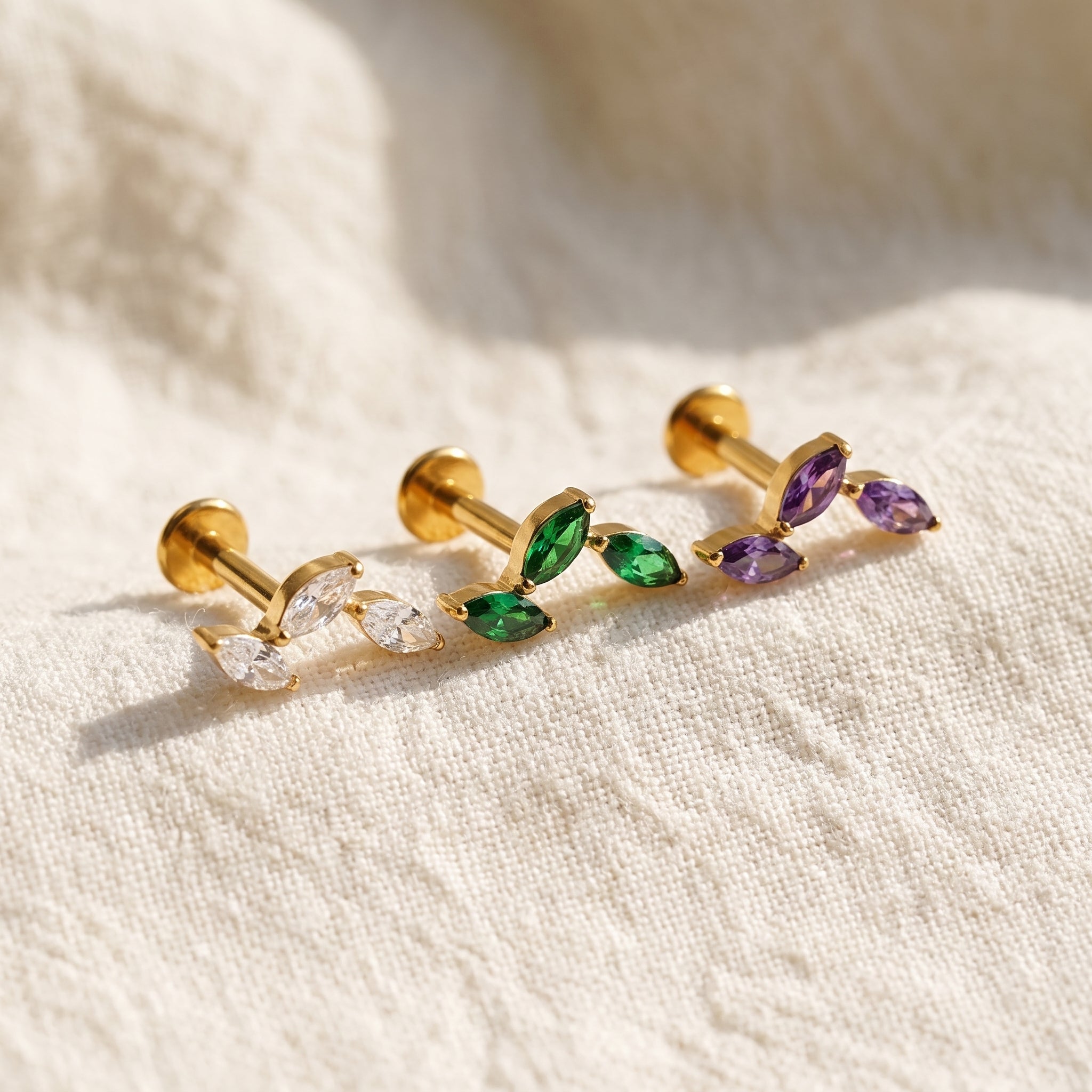 Triple Marquise Cluster Stud – Titanium CZ Helix Climber