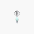 Teardrop Opal & CZ Flat Back Stud – Titanium Forward Helix Earring