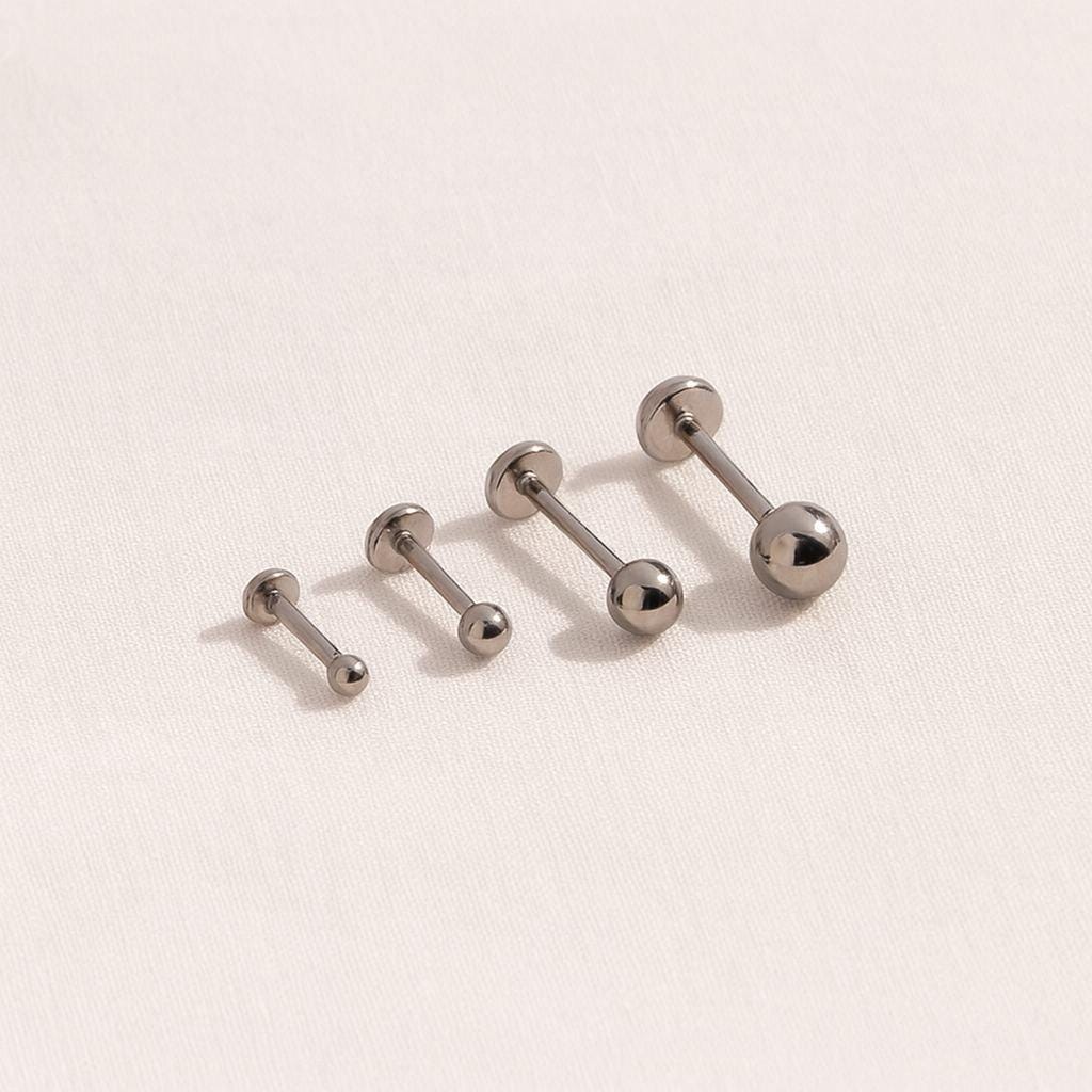 16G/18G/20G Titanium Small Ball Threadless Push Pin Labret, Bead Flat Back Earring, Conch Tragus Helix Cartilage Stud, Bead Nose Stud