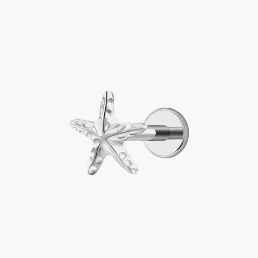 Tiny Starfish Push Pin Stud – Titanium Flat Back Tragus & Nose Ring