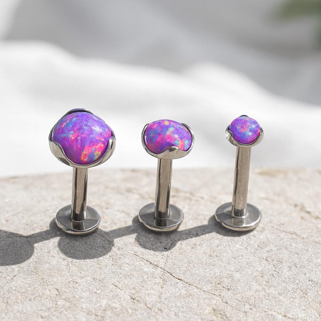 16G Titanium Labret Stud Earring • Opal Flat Back Earring • Helix Earring • Tragus Earring • Cartilage Earring • Nose Ring • Gift for Her