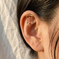 16G Titanium Hidden Helix Chain, Star Moon Dangle Earring, Floating Helix Piercing, CZ Celestial Cartilage Jewelry, Waterfall Stud