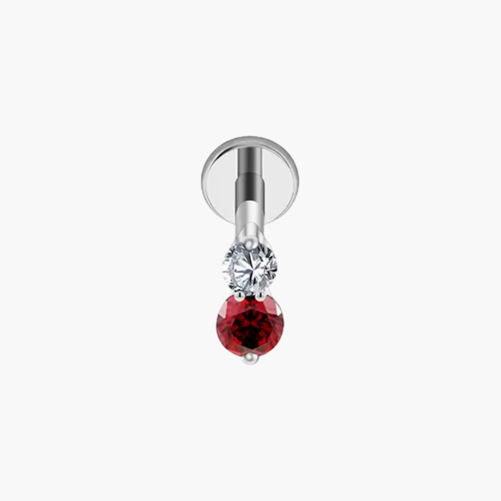 Double CZ Stud – Titanium Two-Stone Flat Back Earring