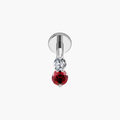 Double CZ Stud – Titanium Two-Stone Flat Back Earring