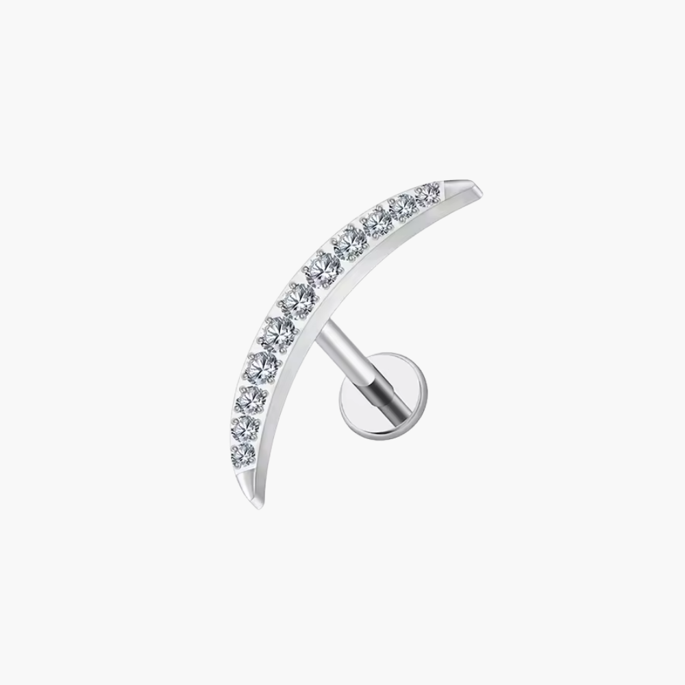 Crescent Moon Climber Labret – Titanium CZ Helix & Conch Stud