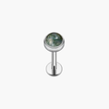 Moss Agate Flat Back Stud – Titanium Helix & Tragus Earring