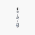 Teardrop Pear Dangle Stud – Titanium CZ Cartilage Earring