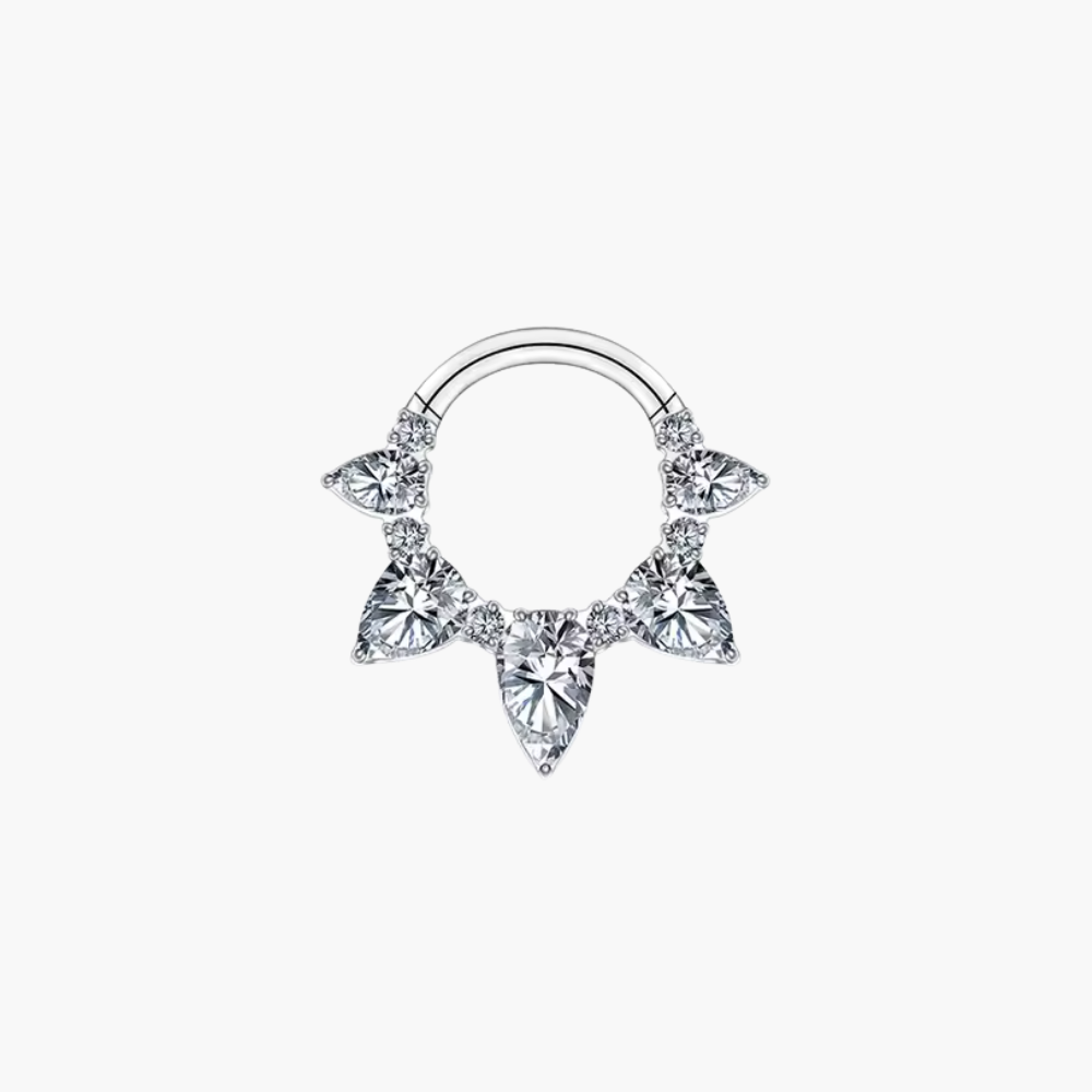 Pear CZ Septum Clicker – Titanium Teardrop Daith Hoop
