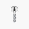 Triple CZ Bar Stud – Titanium Minimalist Flat Back Labret