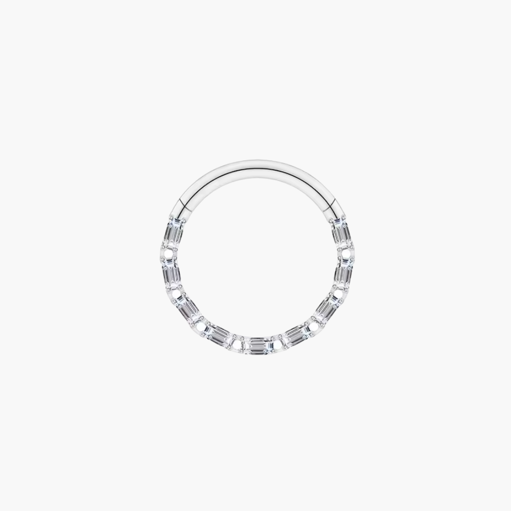 16G Titanium Rectangle CZ Septum Clicker, Geometric Daith Hoop, Hinged Segment Cartilage Ring, Minimalist Helix Earring, ASTM F136