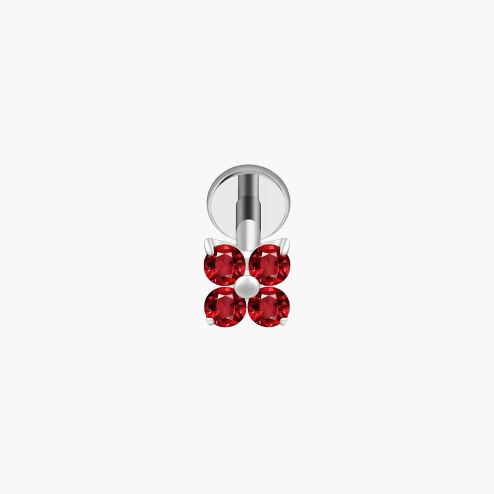 Clover Stud – Titanium 4-Petal Flower CZ Cartilage Labret