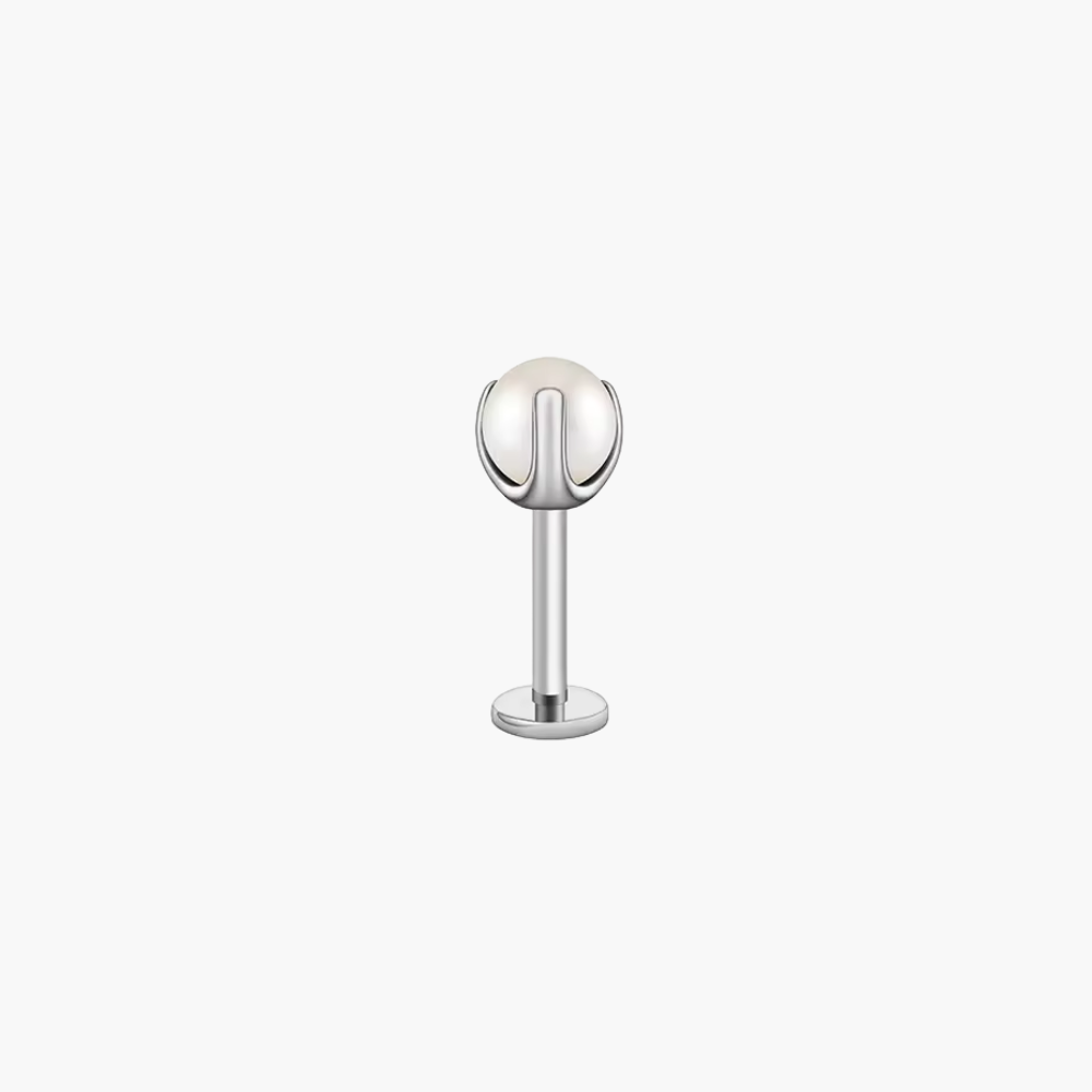 Pearl Push Pin Labret – Titanium Flat Back Cartilage Stud