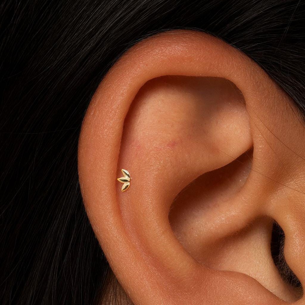 20G/18G/16G lotus Push Pin Labret • Threadless Flat Back Earring • Tragus Stud • Flat Back Stud • Helix Stud • Cartilage Stud