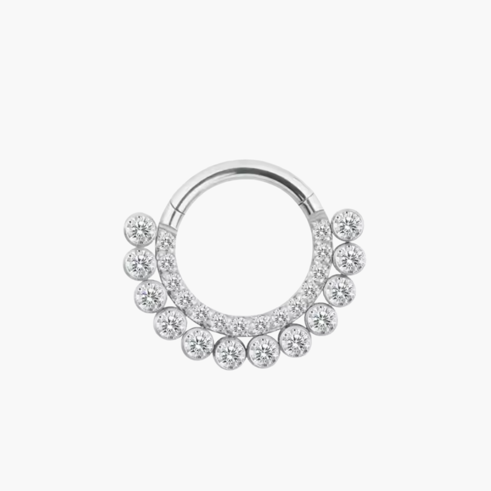 16G Titanium Luxurious CZ Hoop, Cartilage Earring Clicker, Tragus Earlobe Ring, Septum Nose Piercing, ASTM F136 Implant Grade