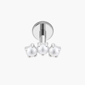 Implant-grade titanium (ASTM F136) internally threaded stud with three graduated pearls for helix, tragus and conch piercings
