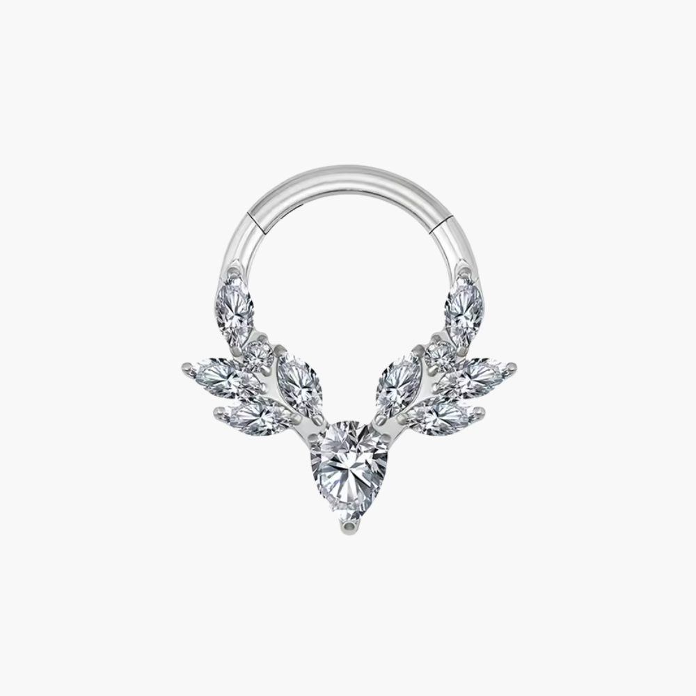 Vine Septum Clicker – Titanium CZ Botanical Daith Hoop